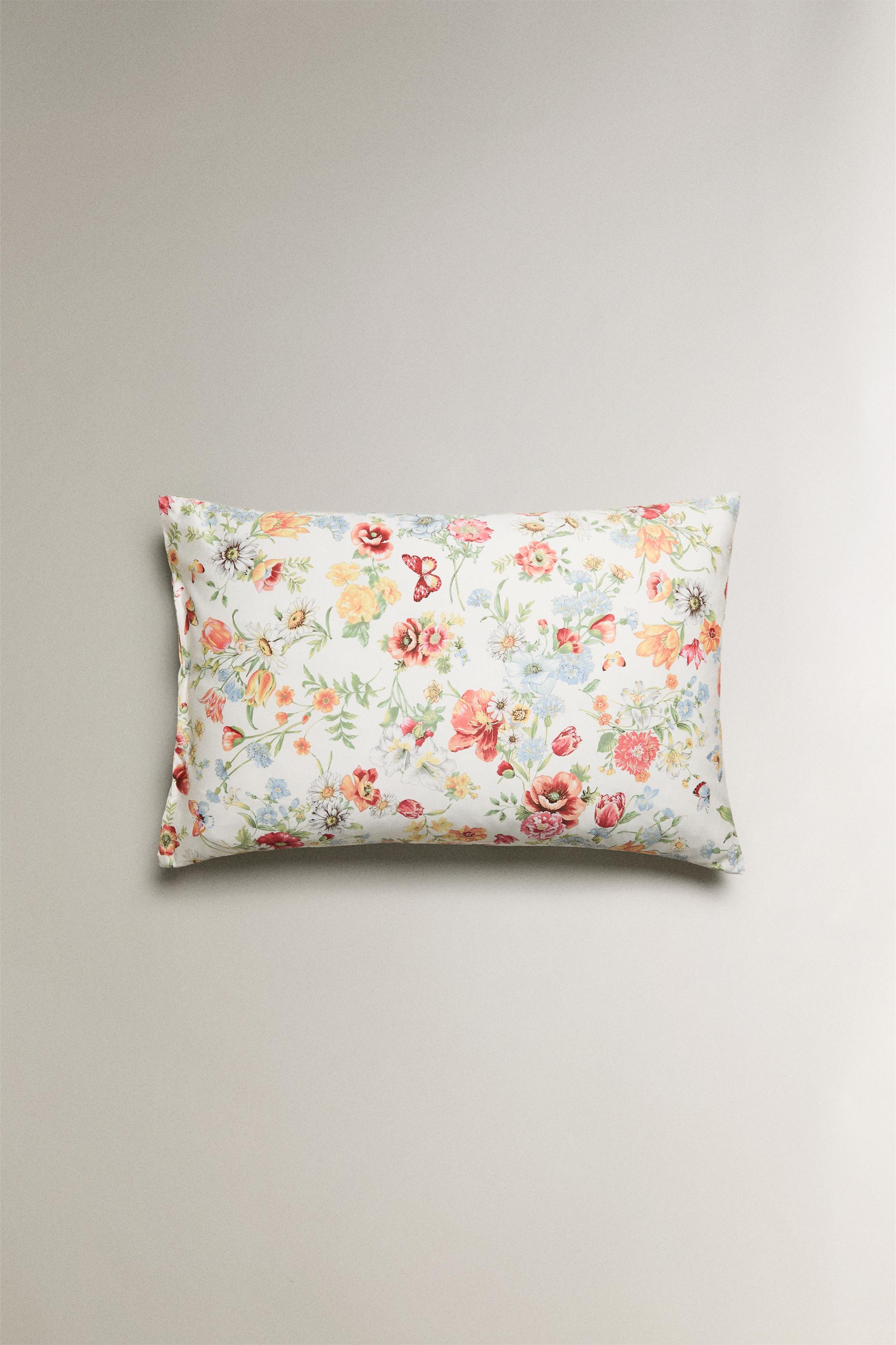 TAIE D’OREILLER SATIN IMPRIMÉ FLEURS