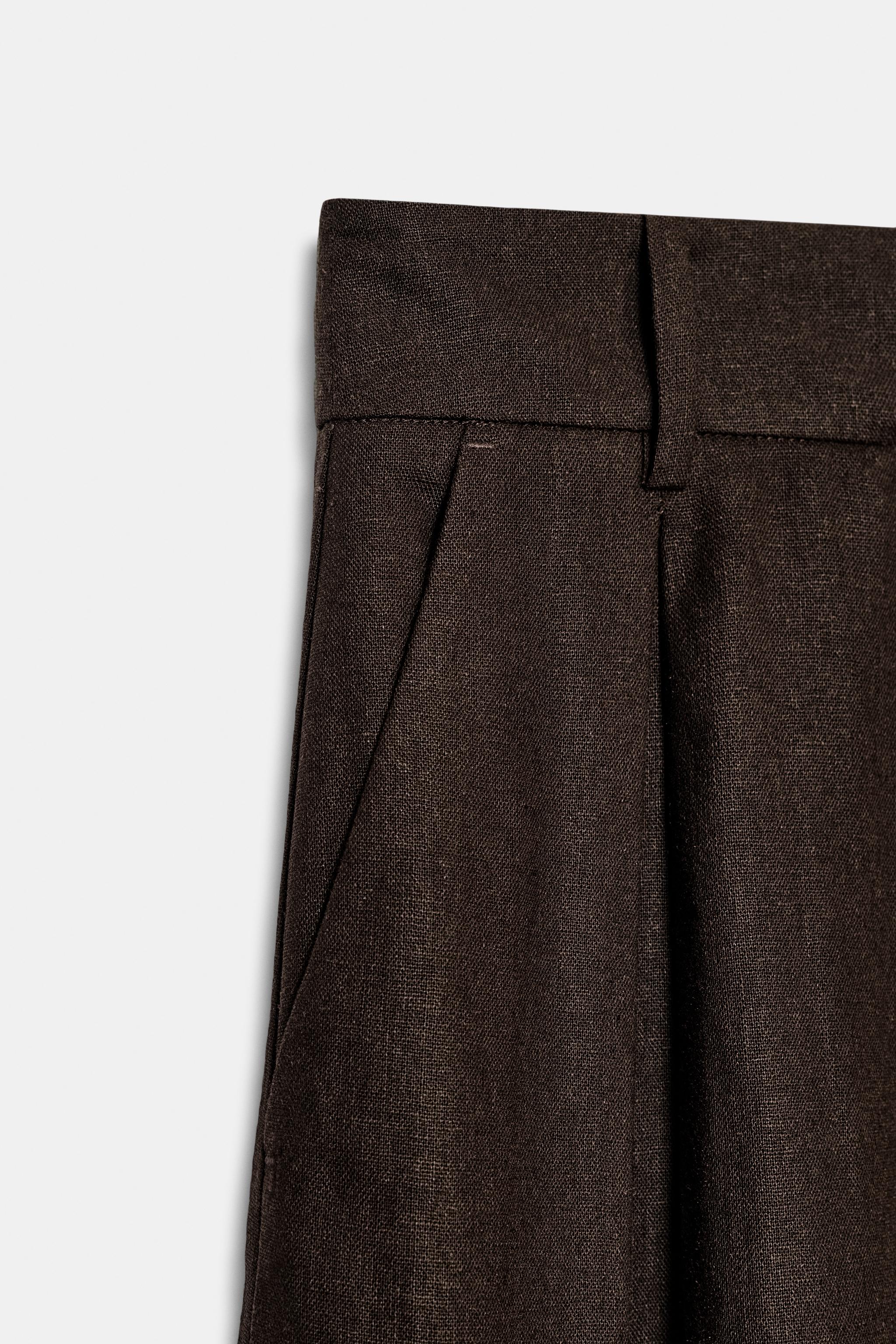 Женские брюки Zara WIDE LEG LINEN PANTS — фото 8