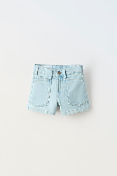 SHORT EN JEAN TAILLE HAUTE - Bleu clair de Zara