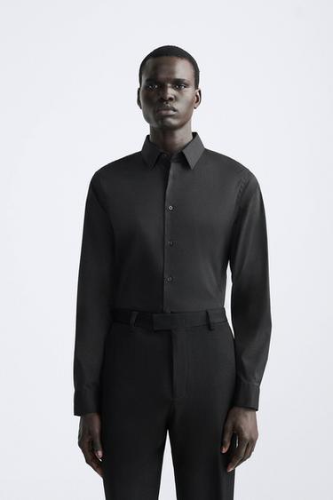 STRETCHY POPLIN SHIRT - Black by Zara