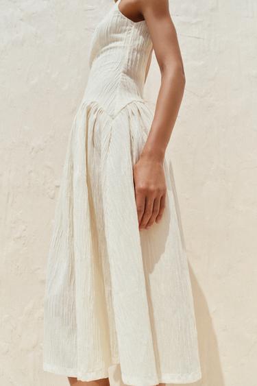 ROBE À BRETELLES TEXTURÉE - Écru de Zara - Image 4