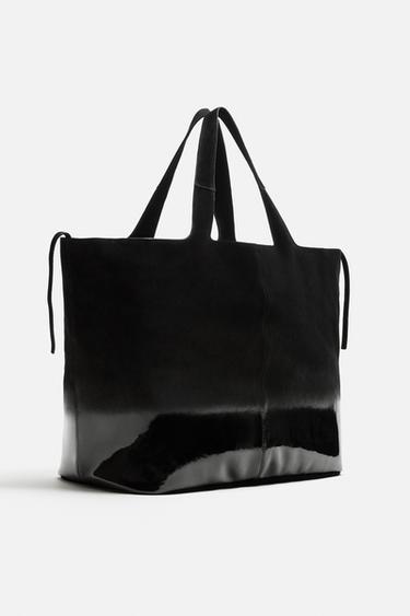 LACQUERED LEATHER SHOPPER BAG - Black by Zara - Image 3