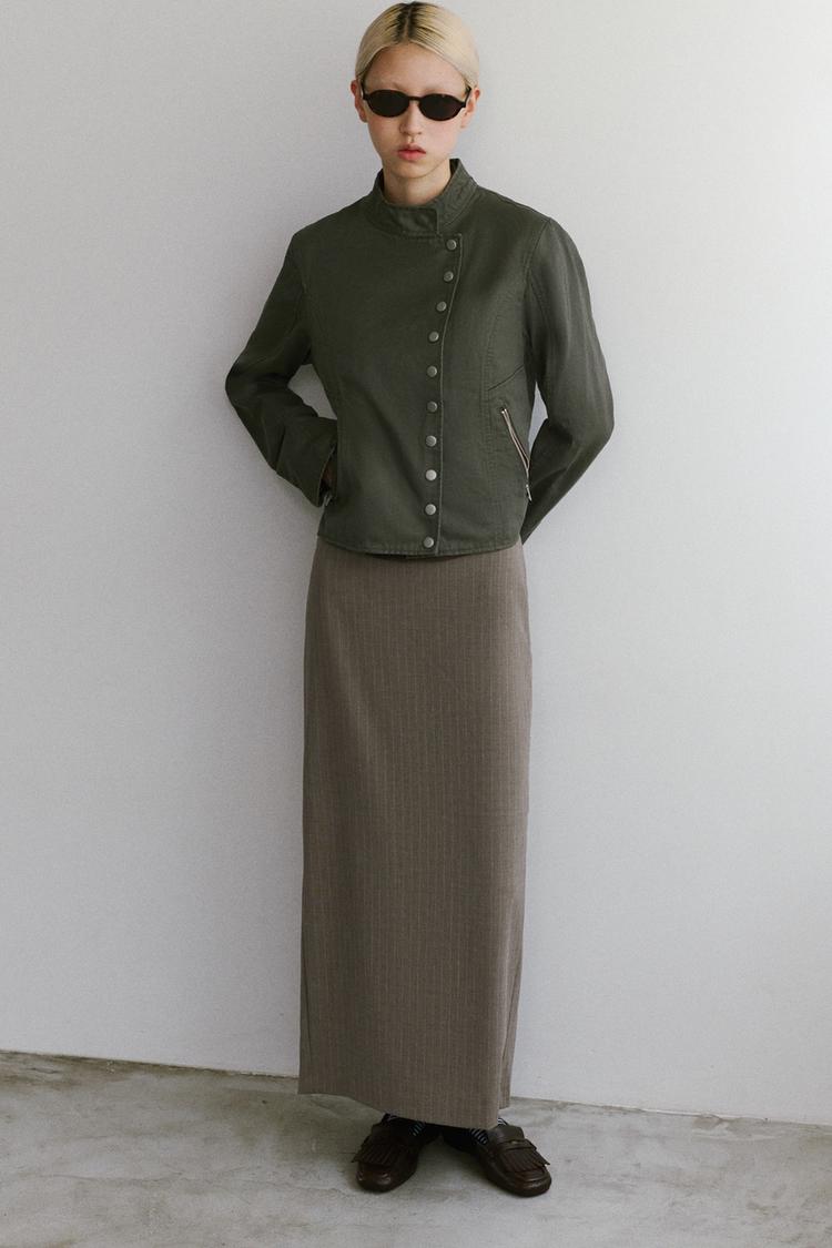 PINSTRIPE MIDI SKIRT
