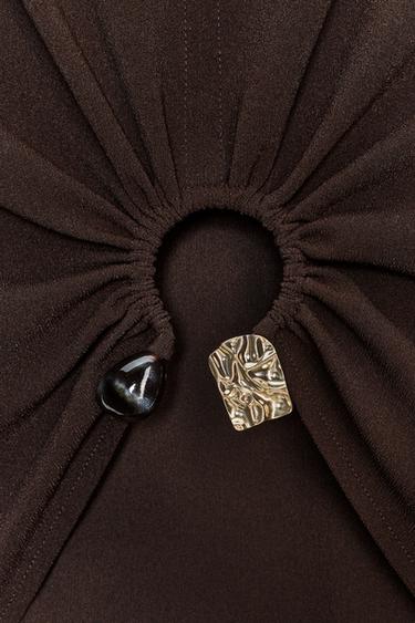MIDI DRESS WITH BACK HARDWARE - Brown by Zara - Image 7