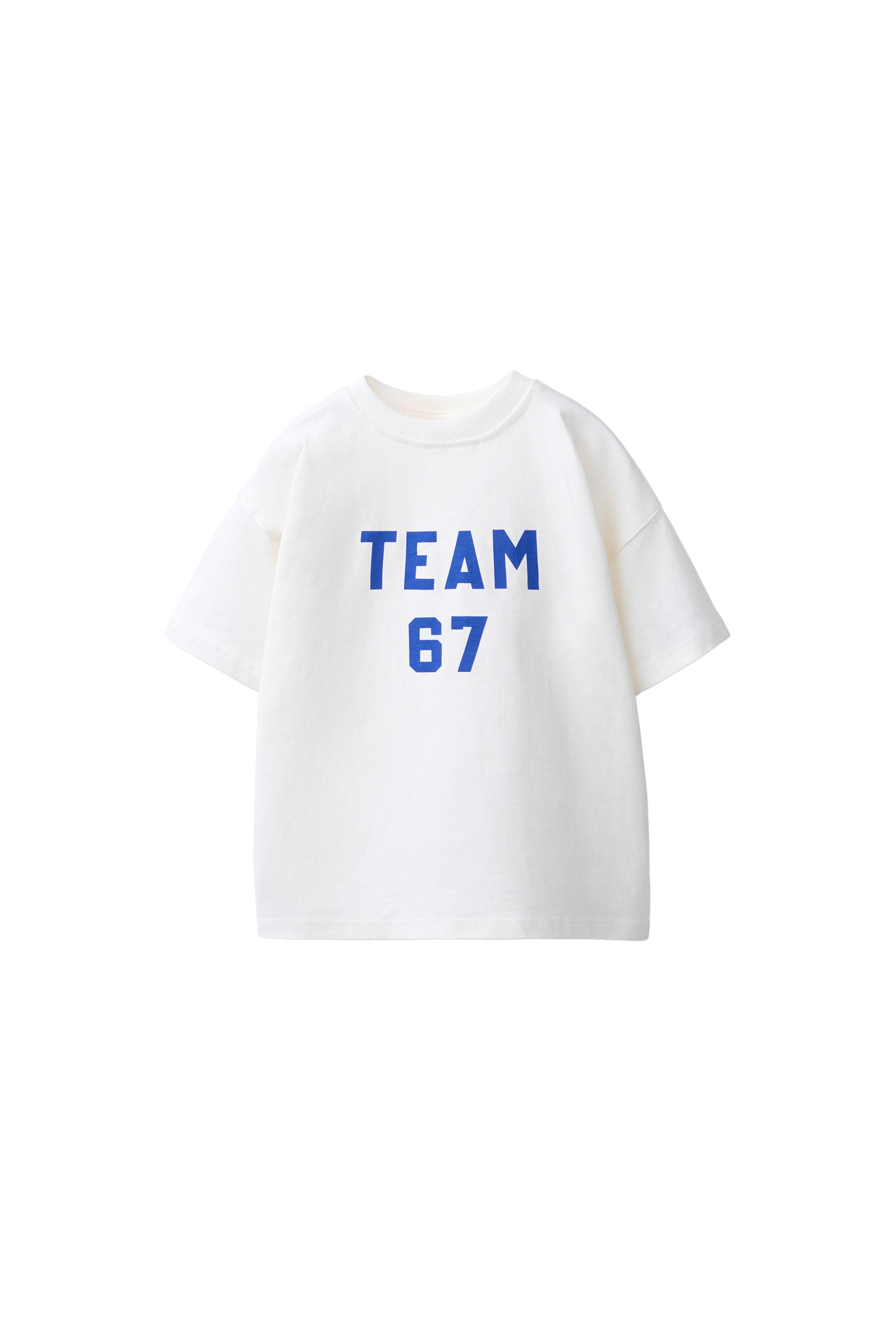 【新品】apolina Cotton Logan Shirt 3-5y SLOGAN PRINT T-SHIRT - Oyster-white | ZARA Spain