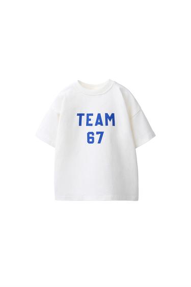 CAMISETA ESTAMPADO TEXTO - Blanco roto de Zara