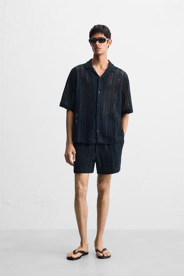 HÄKELHEMD MIT STRUKTURMUSTER - Marineblau von Zara - Bild 0