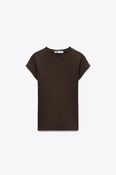 Zara V-NECK TOP - Brown