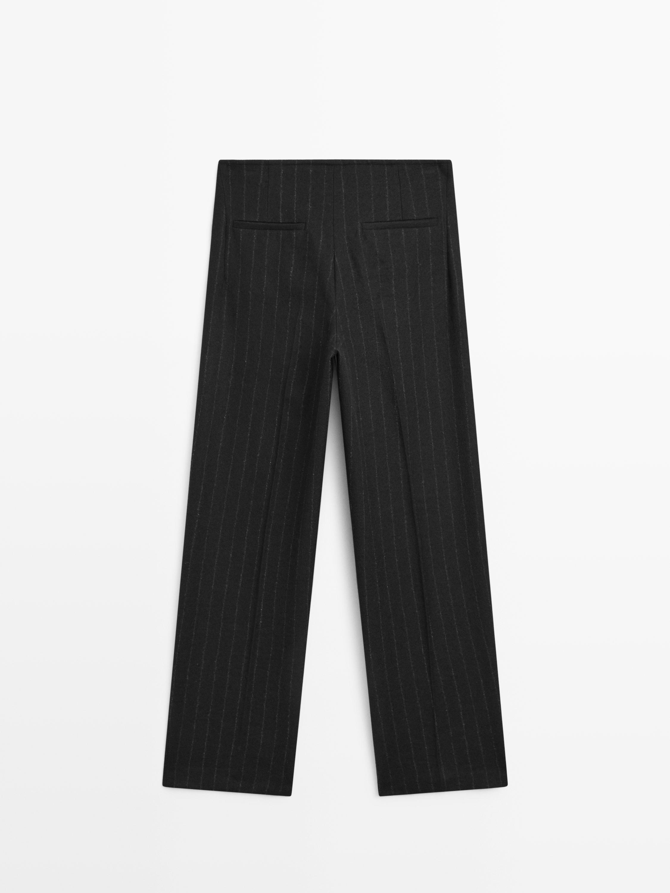 Straight-leg pinstripe trousers