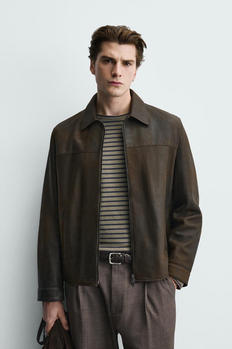 ZARA VINTAGE EFFECT LEATHER JACKET
