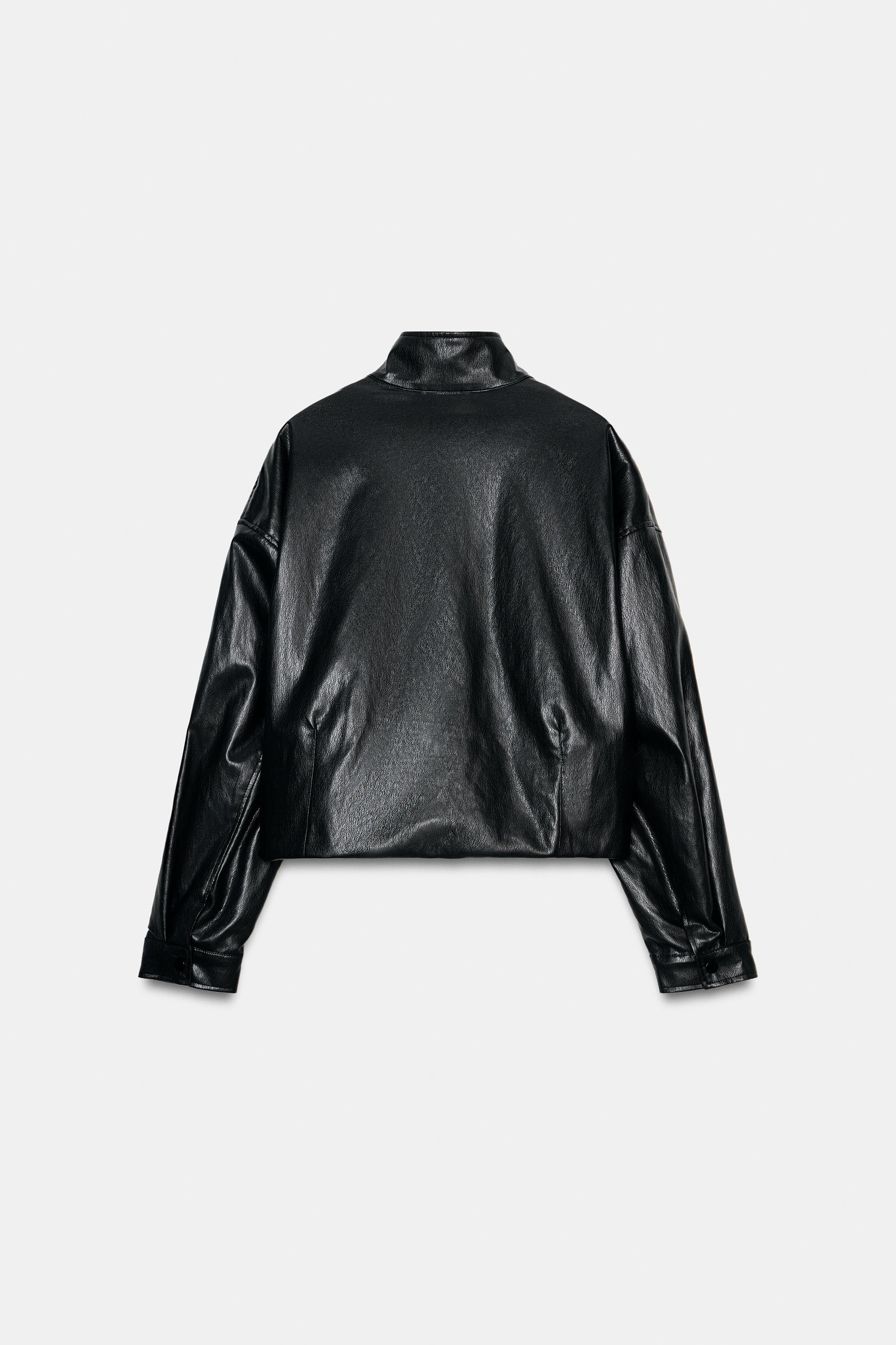 フェイクレザー パデッドボンバージャケット - ブラック | ZARA Japan