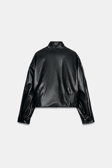 QUILTED LEATHER EFFECT BOMBER JACKET - Black by Zara - Image 8