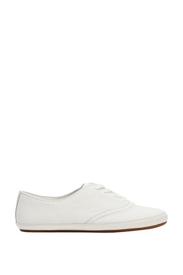 LEATHER DERBY TRAINERS - White by Zara