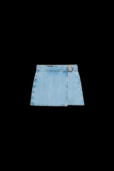 FALDA PANTALÓN Z1975 CRUZADA DENIM HEBILLA - Azul claro de Zara