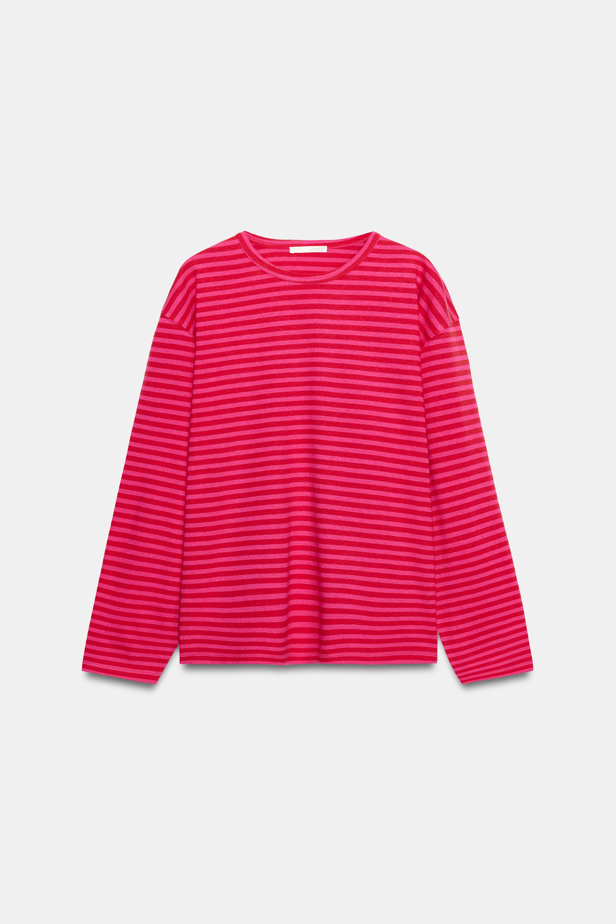 STRIPED COTTON AND LINEN T-SHIRT - Grey / Blue | ZARA South Africa