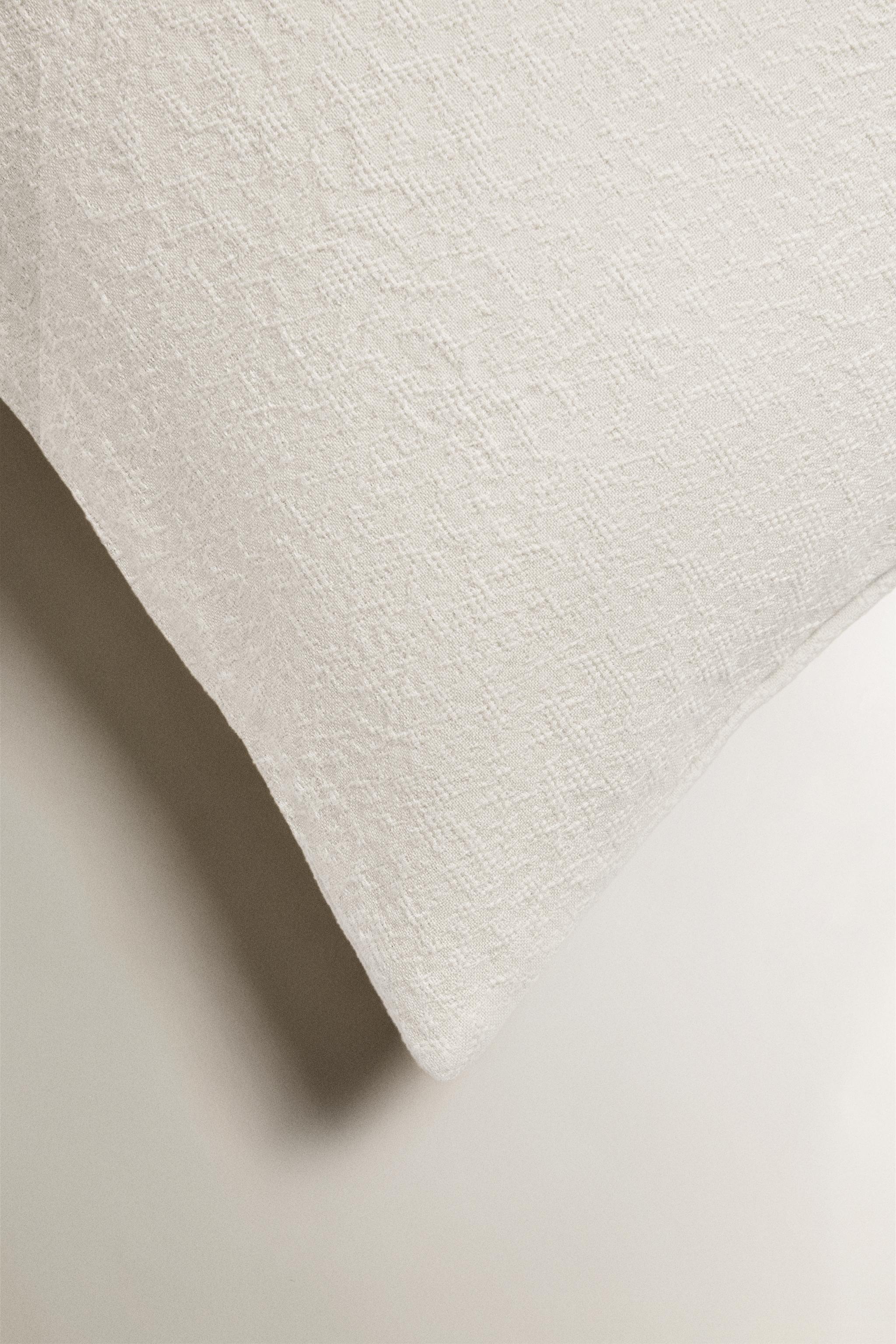 JACQUARD COTTON THROW PILLOW COVER — Oyster-white