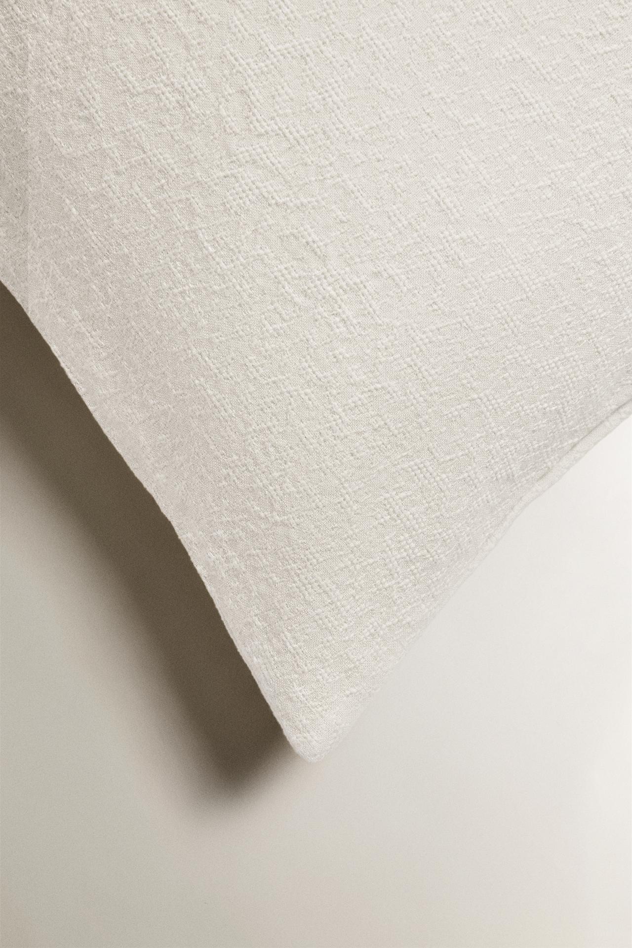 JACQUARD COTTON THROW PILLOW COVER — Oyster-white