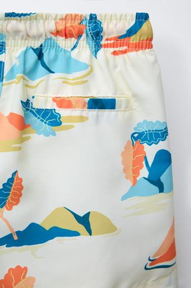 6-14 YEARS/ ISLAND PRINT SWIM BERMUDA SHORTS - Sand by Zara - Image 3