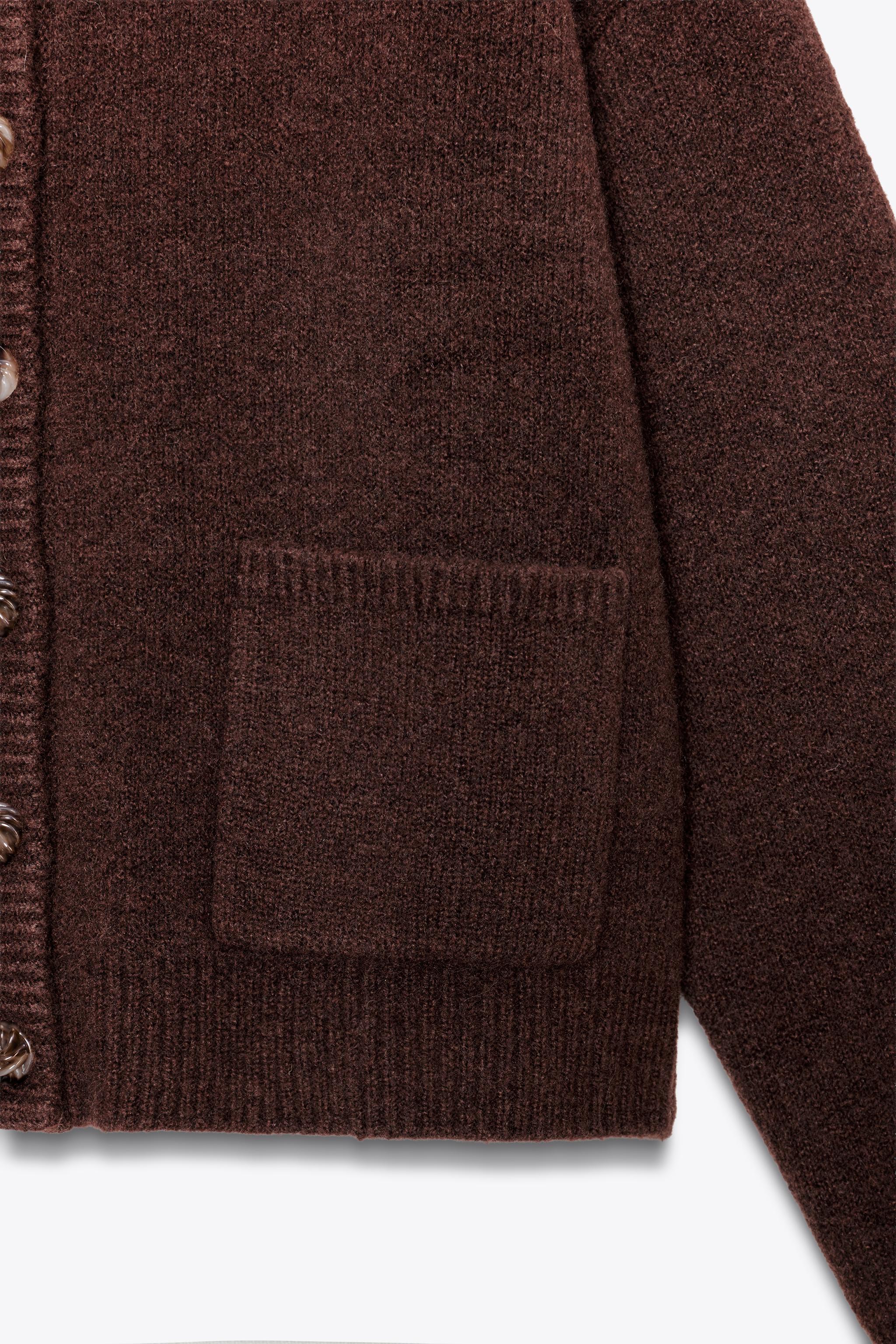 トップス POLYPLOID CARDIGAN C BROWN MELANGE HIGH COLLAR CARDIGAN - Brown | ZARA Canada