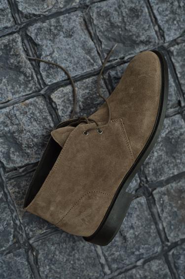 LEATHER BOOTS - Taupe Grey by Zara