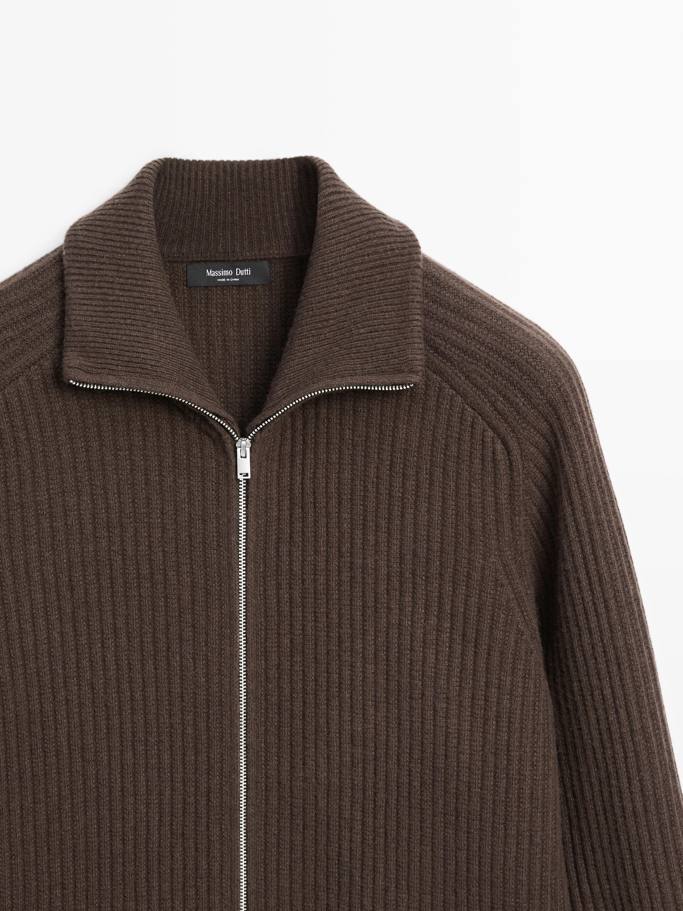 Wool blend cardigan with zip