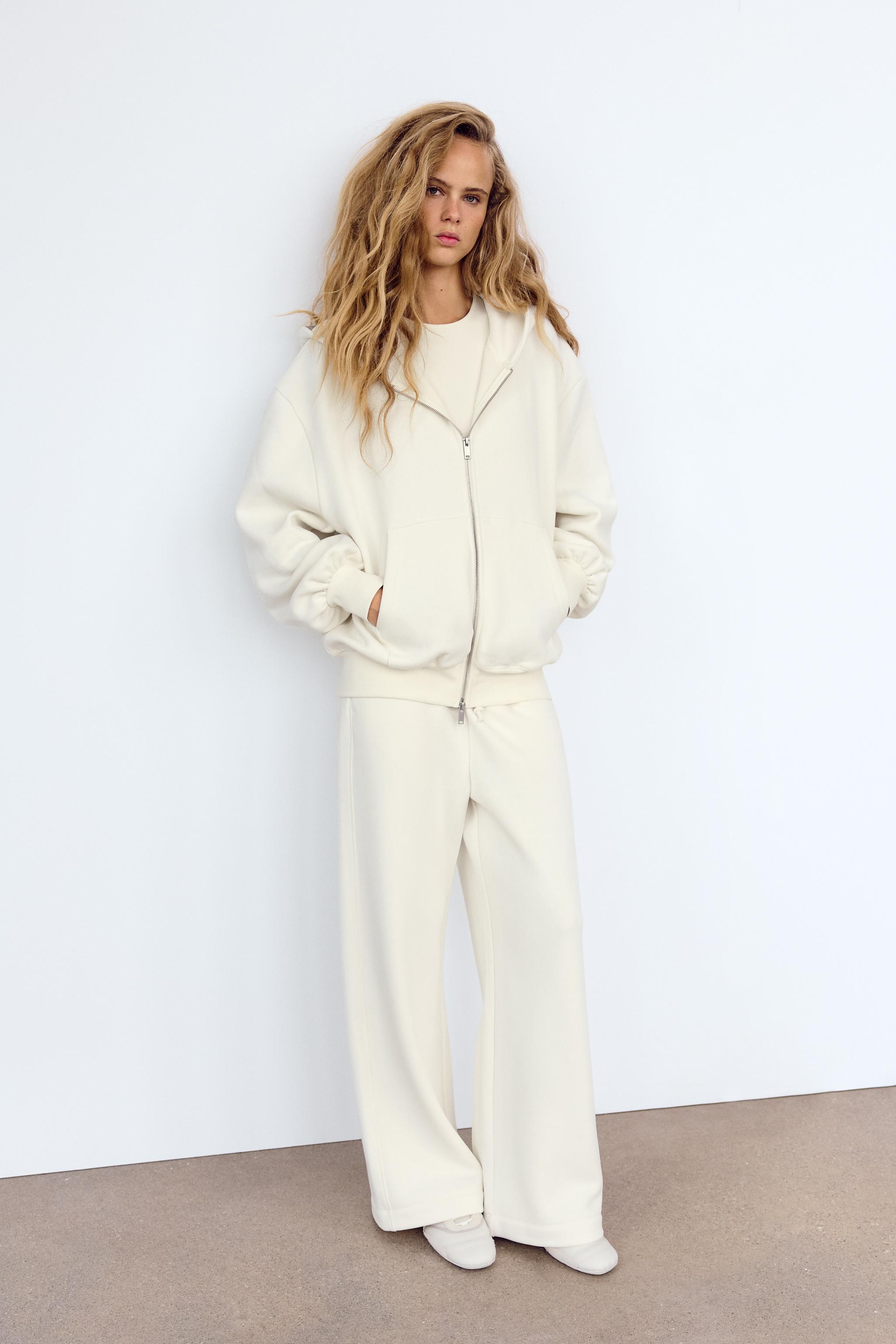 SWEAT OVERSIZE A ZIP Blanc casse ZARA France