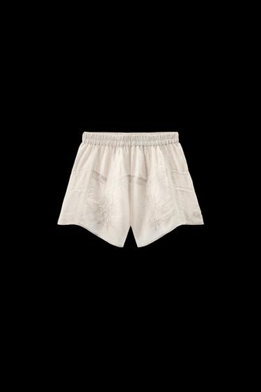 Zara EMBROIDERED LACE SHORTS - Ecru - Image 0