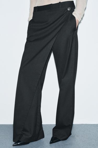 PANTALON-PARÉO À RAYURES ZW COLLECTION - Noir de Zara - Image 1