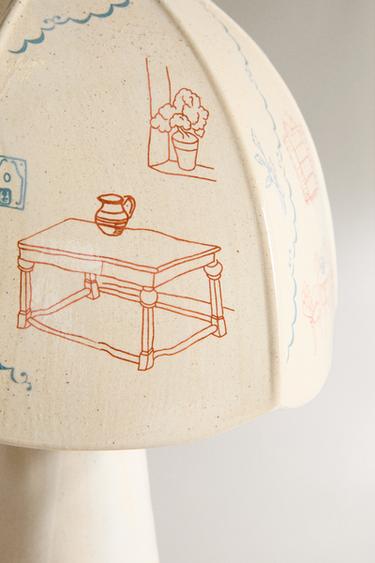 LAMPE DE TABLE CÉRAMIQUE MOTIFS PEINTS - Écru de Zara - Image 2