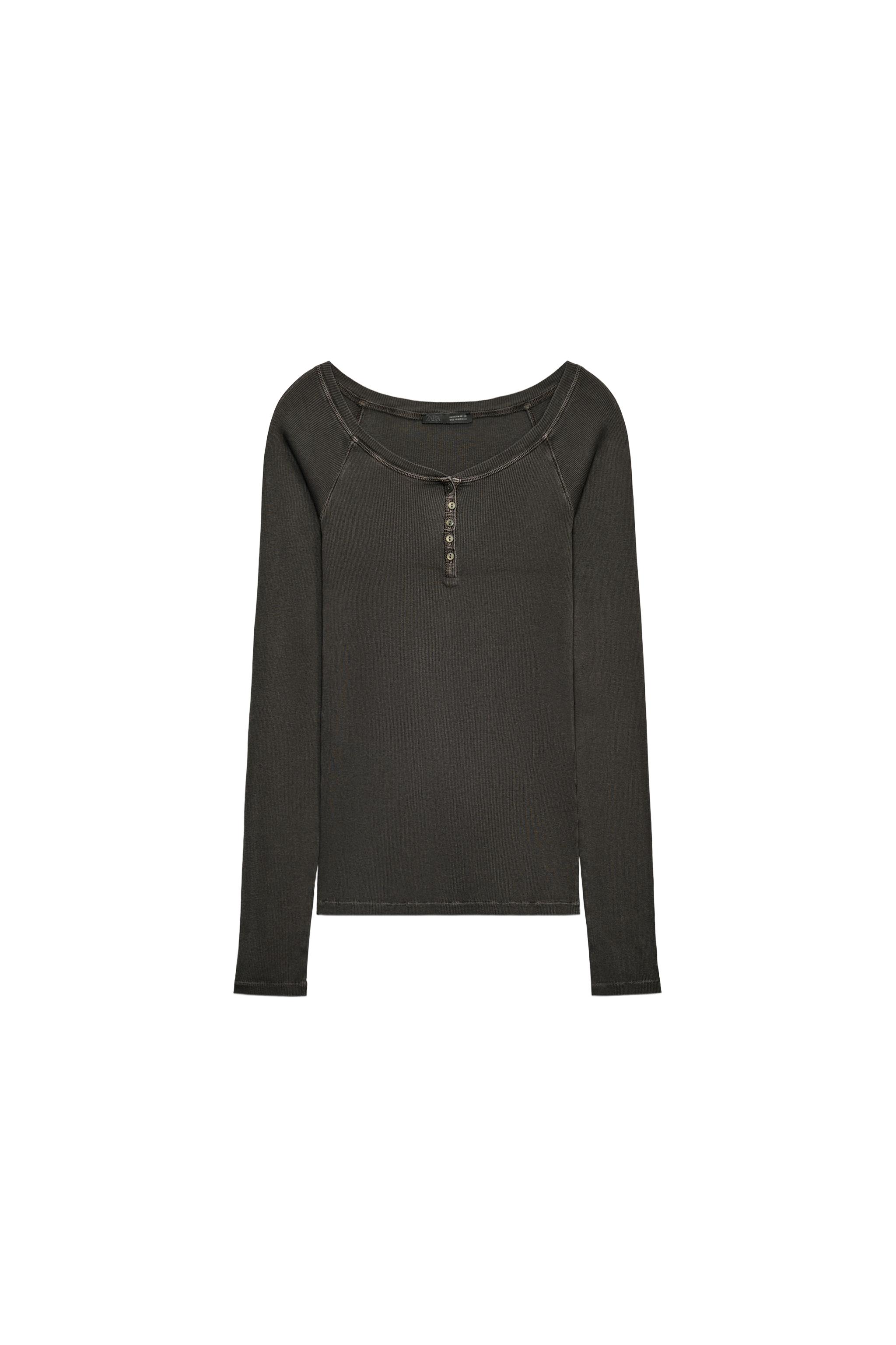 RIBBED HENLEY T-SHIRT