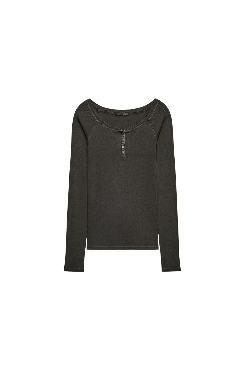 RIBBED HENLEY T-SHIRT