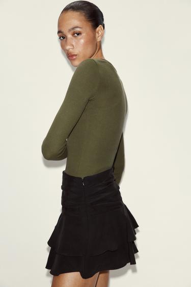 Zara RUFFLED SKORT - Black