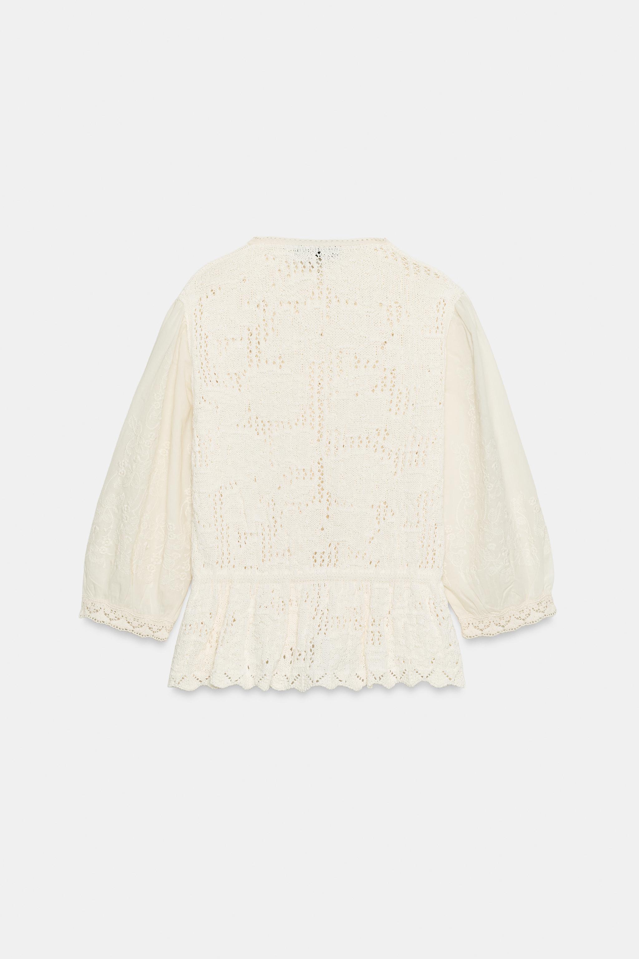 Zara Kontrast Örgü Romantik Ceket görsel 7
