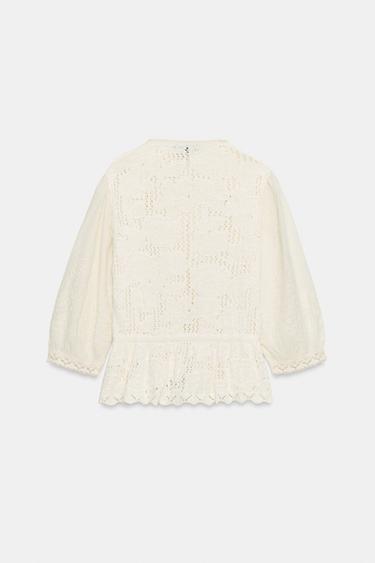GILET ROMANTIQUE EN MAILLE COMBINÉE - Écru de Zara - Image 6