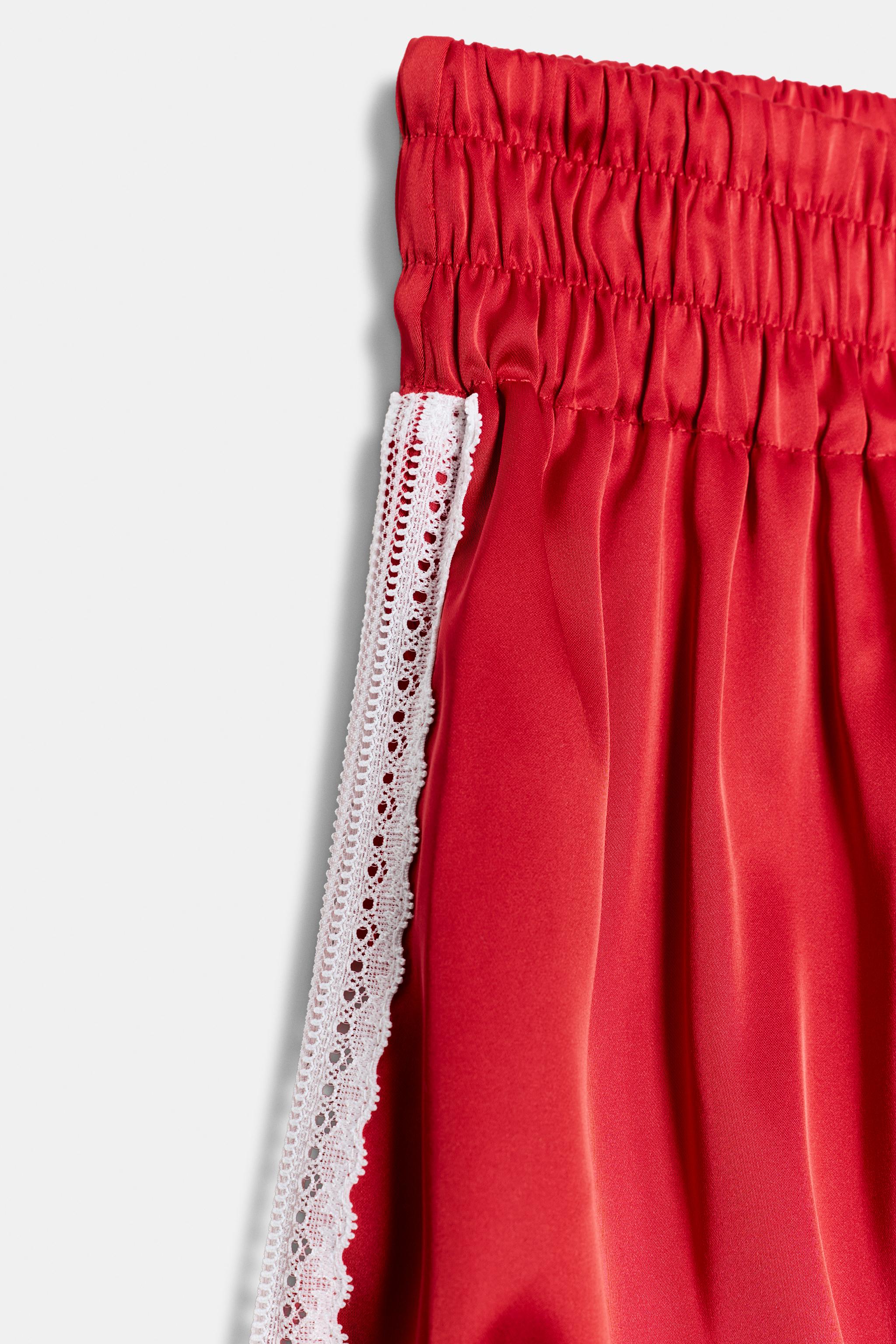 SATIN BALLOON SHORTS WITH LACE - Red | ZARA South Africa