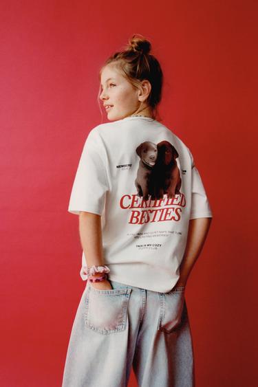 Zara DOG PRINT T-SHIRT - White