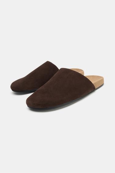 MULES PLATES EN CUIR - Marron chocolat de Zara - Image 2