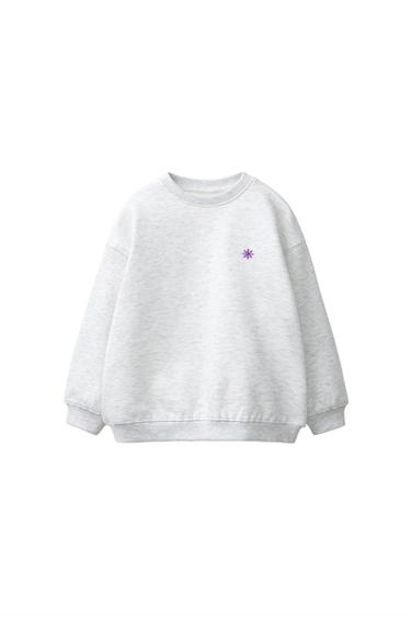 DAISY EMBROIDERED FLEECE SWEATSHIRT - Grey marl by Zara