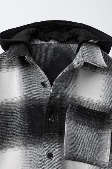 SURCHEMISE À CARREAUX CAPUCHE AMOVIBLE EN MOLLETON - Noir de Zara - Image 3