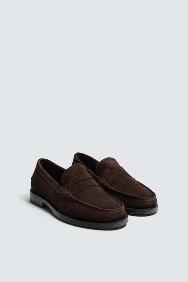 LIMITED EDITION SPLIT SUEDE LOAFERS - Brown by Zara