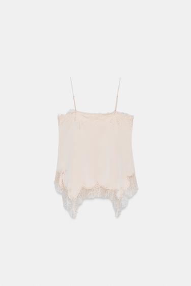 ZW COLLECTION LACE CAMISOLE TOP - Beige-pink by Zara - Image 6