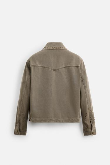 STUDDED WASHED JACKET - Beige by Zara - Image 6