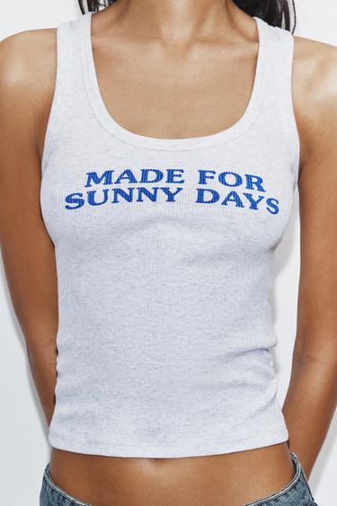 REBRAST TOP Z NAPISOM - Lisasto siva od Zare