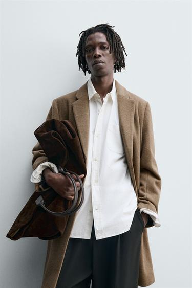 REGULAR FIT WOOL COAT - Mink by Zara