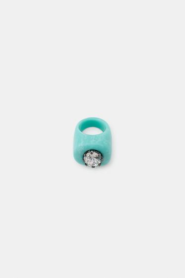 RESIN JEWEL RING - Light blue by Zara