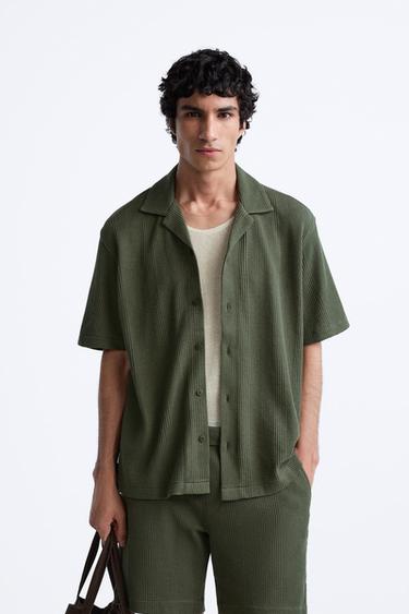 TEXTURED SHIRT - Khaki by Zara