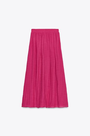 RUBBERISED PRINT MIDI SKIRT - Fuchsia by Zara - Image 5