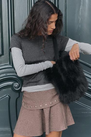 SAC SEAU EFFET FOURRURE - Noir de Zara - Image 0