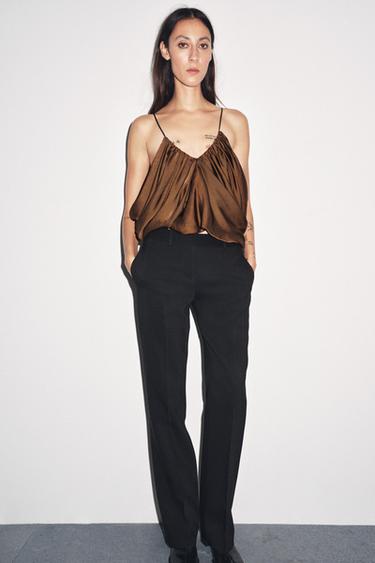 ZW COLLECTION SATIN DRAPE TOP - Tobacco by Zara - Image 5