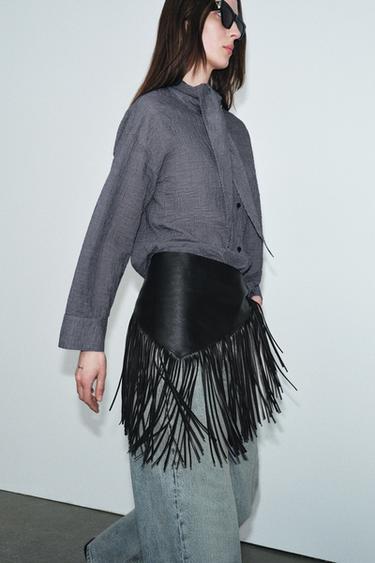 CHECK SHIRT WITH SCARF ZW COLLECTION - Navy blue by Zara - Image 1